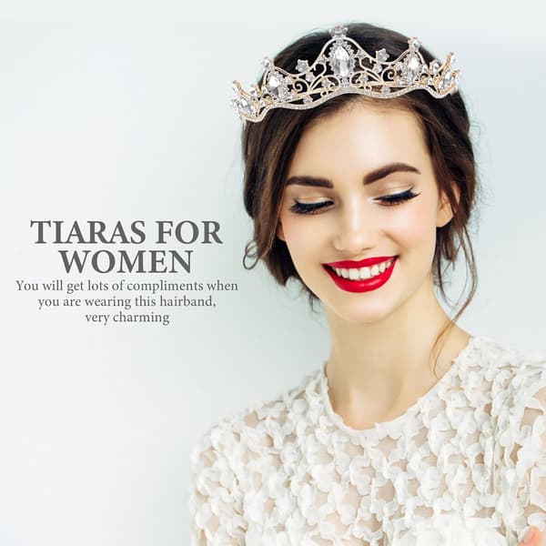 Barokk Rhinestone Brudetiara Bryllupshodebånd Gullbase Hvite Krystaller Elegant Hodeplagg for Brudefest Bursdagsforestilling