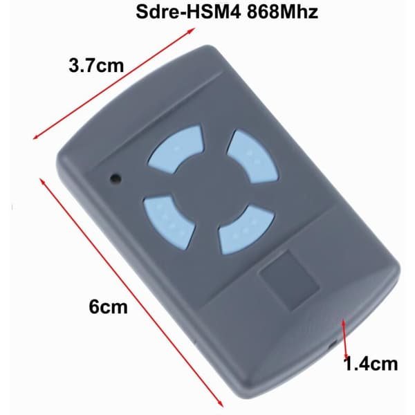 Sdre HSM4 868MHz garasjeportfjernkontroll med 4 knapper, blå