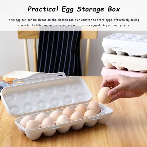 Eggoppbevaringsboks med lokk, 2 stk stablebar eggbeholder, 12 rom eggoppbevaringsboks