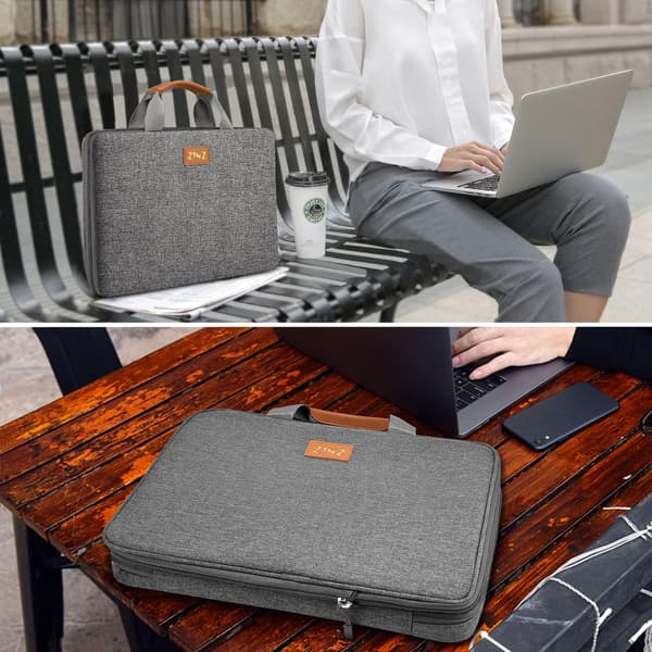 15.6-inch Expandable Protective and Recyclable Sleeve/Laptop Case with Accessory Pocket Grey grey