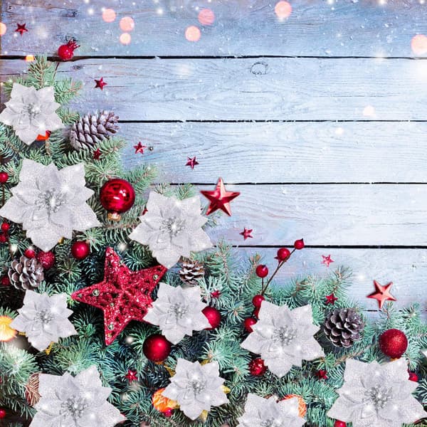 36 stk. julestjerner med glitter, kunstige glitterblomster