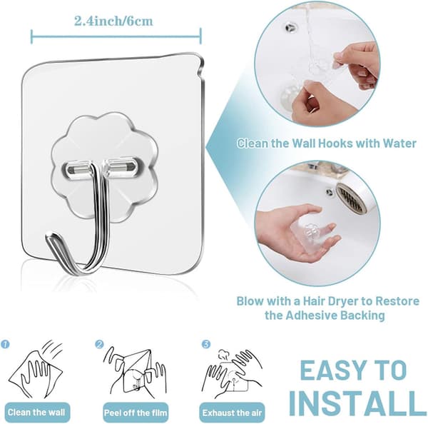 Self-adhesive hook 15 kg (max) transparent stickers wall hook towel holder