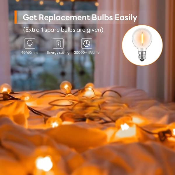 Dimmable Outdoor String Lights, 15M Outdoor String Lights with Remote Control, 25+1 Shatterproof Bulbs, IP45 Waterproof, 2700K [Energy Class E]