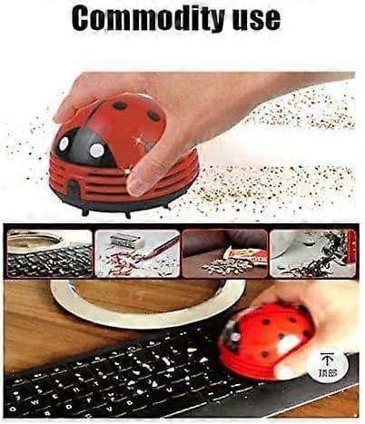 Mini Handheld Cordless Desk Vacuum for Crumbs and Dust, Ladybug Design Red (FMY)