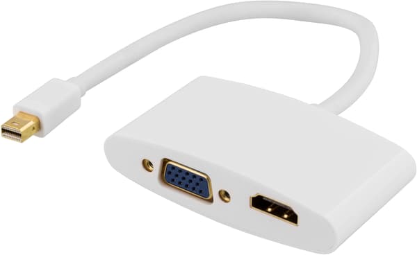 Mini DisplayPort til HDMI- og VGA-adapter, 0,25m, hvit Vit