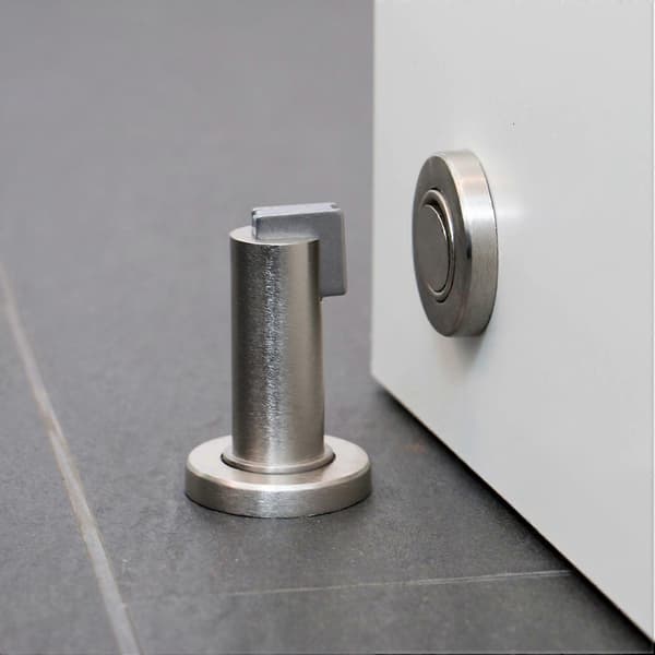 Magnetisk Dørstopper - Rustfrit Stål Look Dørholder inkl. Fastgørelsesmateriale - Magnetisk Dørstopper Gulv- og Vægmonteret