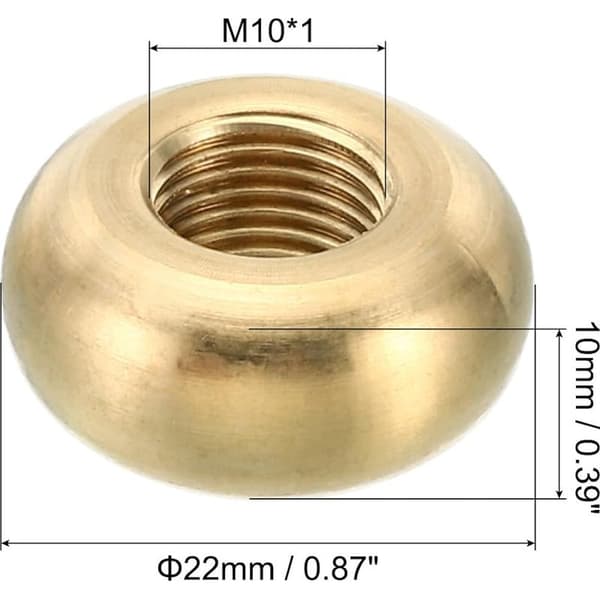 M10x1 Rund låsemutter, 5-pakning solid messing flat kant tynn skruelåsemutter for møbellampe, 22mmx10mm
