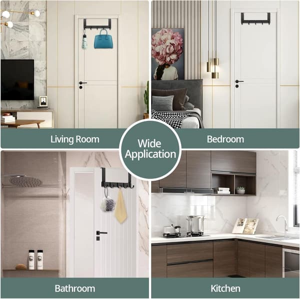 2-pack door hangers, over-the-door hanger with 5 hooks, thick frame hook hanger, bathroom and kitchen door hanger