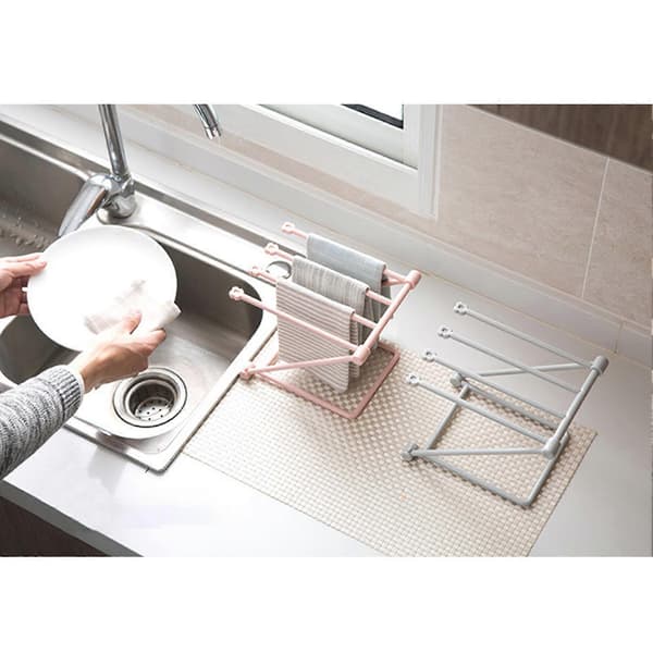 Dishcloth Holder Foldable Towel Rack Vertical Dishcloth Storage Rack for Kitchen (FMY)