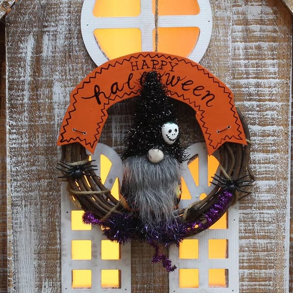 1 stk (1) Halloweenkrans 20 cm, Halloweenpynt til ophæng, Smal