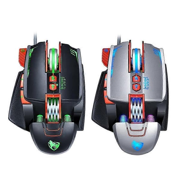 T-WOLF V9 8 knapper 3200 DPI Gaming Makrodefinition Mekanisk kablet mus Sølv Silver