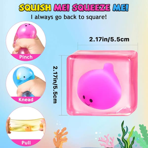 Squishy Stress Cube Fidget Legetøj, Sensorisk Klemmelegetøj til Autisme Angstdæmpning, Påskekurvfyld Stresslindrende Gaver 3 stk. StressCube 3pcsStressCube