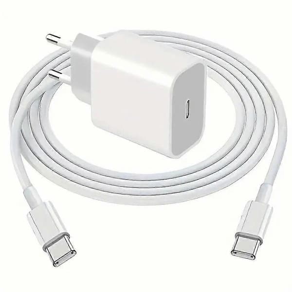 20W USB-C Hurtigoplader med Type-C til Type-C Kabel, EU-stik