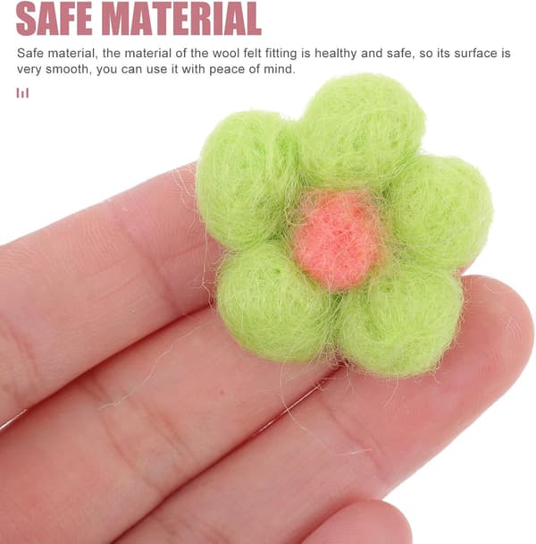 10 stk. ullfiltblomstbrosje DIY hodeplagg tilbehør for kreative