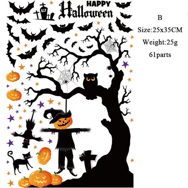 Halloween vindusdekorasjoner, 6 stk 25*35CM