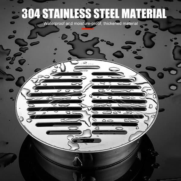 Round Stainless Steel Floor Drain with Anti-Block Gutter