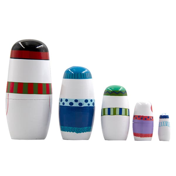 5 stk. håndlavede trærussiske nesting dolls, snemands nesting dolls, Matryoshka dukker julefødselsdagsgave