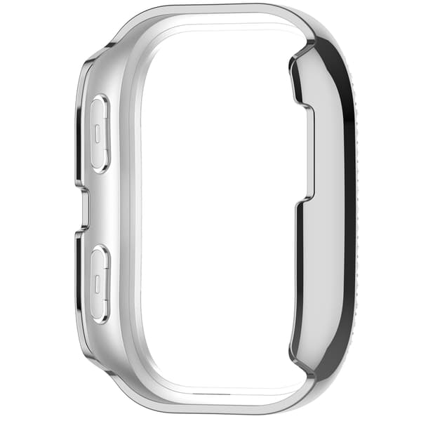 Protective Silver PC Frame Compatible with Amazfit Bip6 (A2435) with Single Row of Crystals Silver Silver Silver