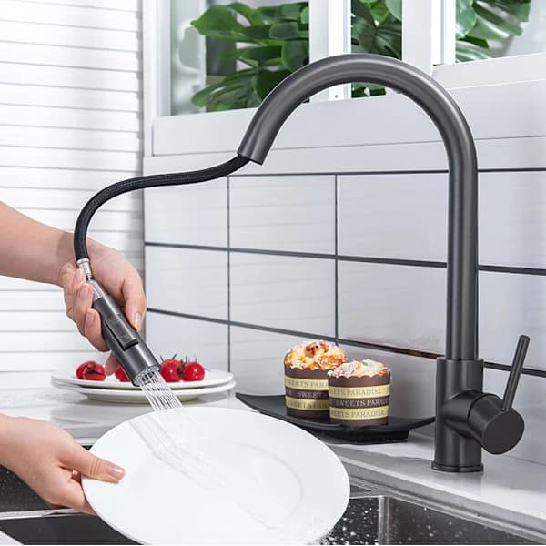 (Pow yeah!) Kitchen Faucet with Pull-Out Spout - Black, 40x21.6CM, 1 pc
