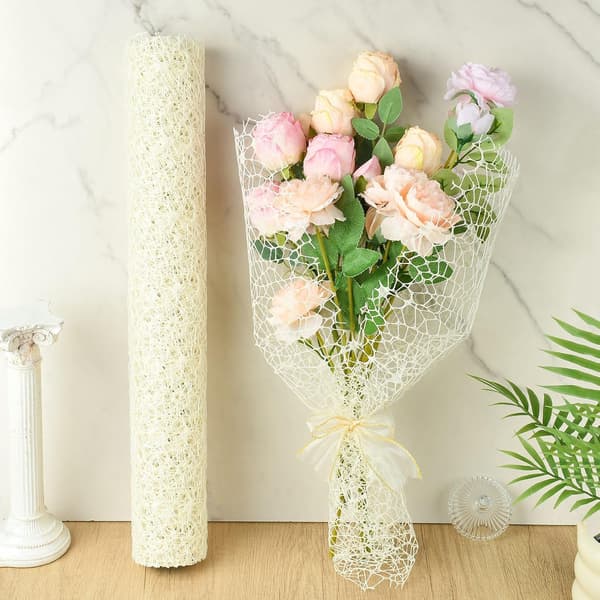 10 Yards Polyester Organzaband 1 Rulle Nätväv | Vit Floral White