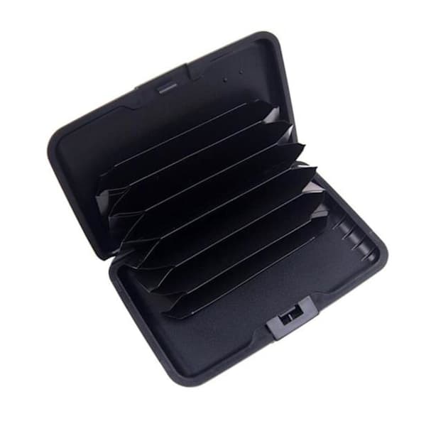 Card holder with compartments - Protects RFID - metal - wallet Silver