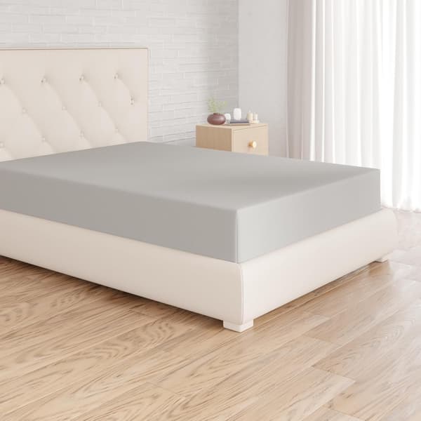 Basics Fitted Sheet, 180 x 200 x 30 cm, Mikrofiber Polyester til Tykke Madrasser op til 30 cm, Lysegrå