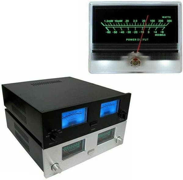 2 X Meter, TN-90A Meter DB Header Audio Preamp Amp VU Level Power Bakgrunnsbelyst Panel