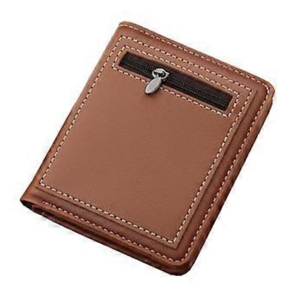 Short PU Leather Wallet for Men with Multiple Card Slots for Business (Brown)