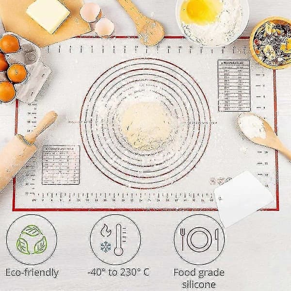 Ekstra stor 80x60cm silikonbakematte, bakeunderlag for elting, bakeverktøy, pizzadeig rød red