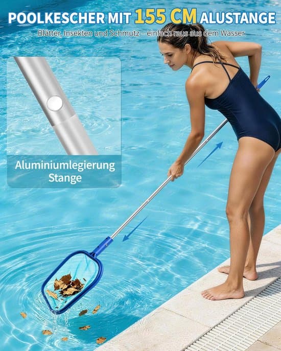 155 cm poolhåv – Finmaskig lämplig för simbassänger, dammar, ovanjordspooler, barnpooler, algpooler och uppblåsbara pooler.