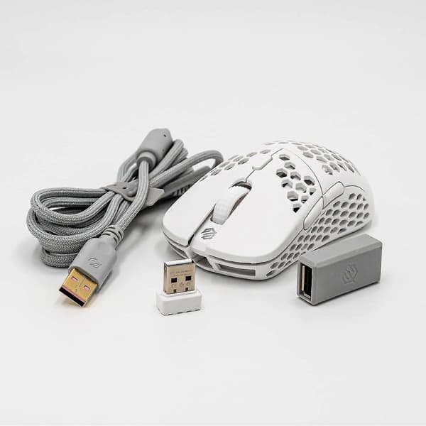 Trådlös gamingmus med håldesign, ultralätt 58 gram (Vit)