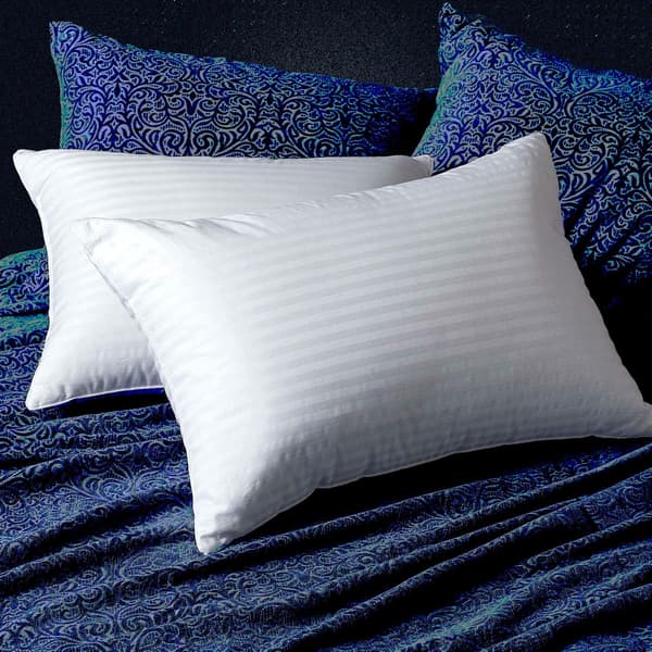 2-pak stribede puder, Hotel Quality Satin Pude med hulfiber