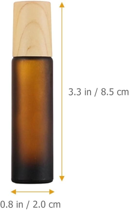 12 st 10 ml teglasflaskor med rullkulor och träkornslock, resevänliga tomma roll-on-behållare