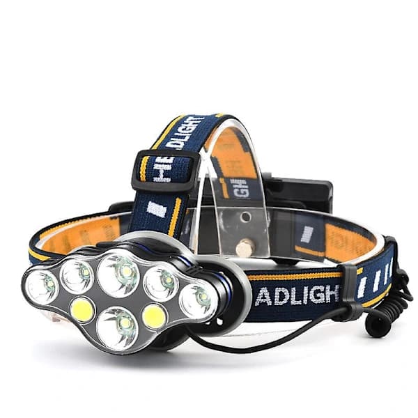 Vinter 8-modus oppladbar LED-hodelykt, supersterk 8 LED-hodelykt, med varsellys, USB og 2 vanntette batterier, for camping, ...