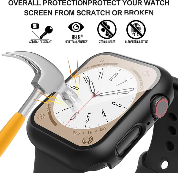2-pakning deksel til Apple Watch Series 8/7/6/5/4/SE 2/SE skjermbeskytter