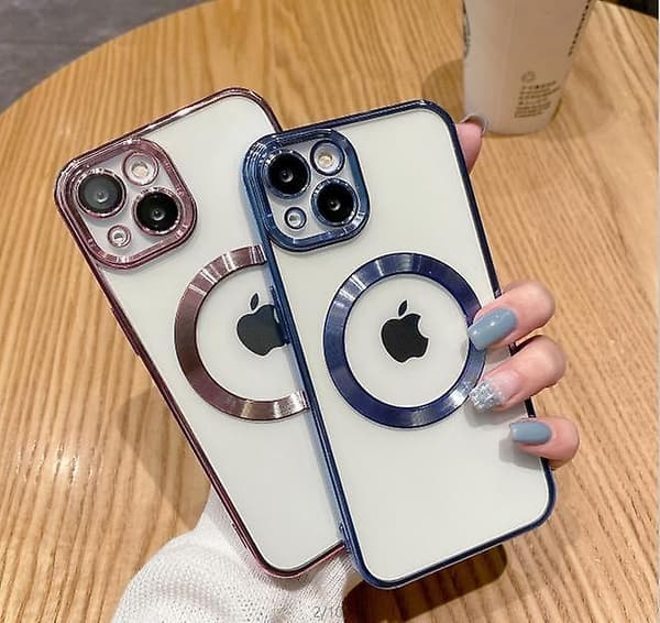 Transparent Magnetic Phone Case for iPhone 14 13 12 11 Mini Pro Max Plus with MagSafe Silver Silvery iPhone 13 Mini