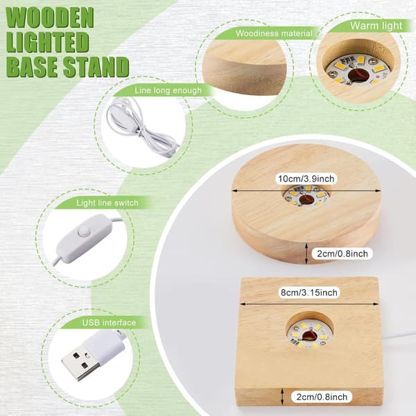 8 stk. LED-displaybase i tre, rund og firkantet overflatestil item_shape