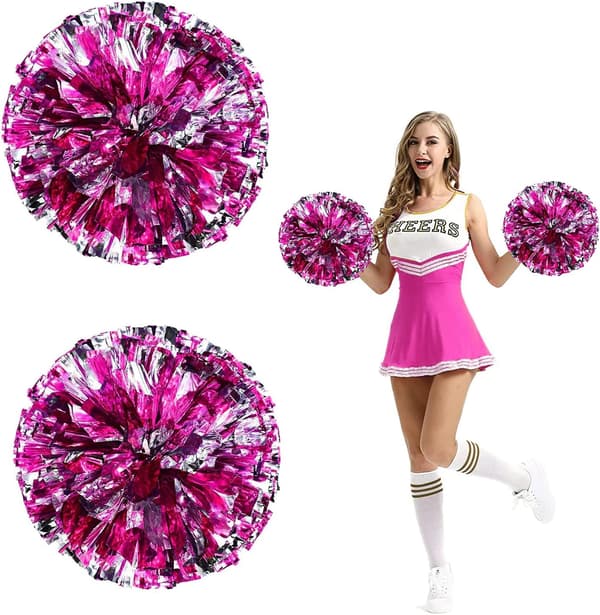 Metalliske folie sportspomponer, 2 stk., til cheerleading
