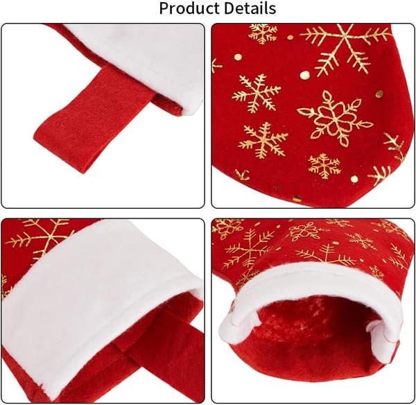 24-pack Red Snowflake Flannel Christmas Stockings for Home Decor