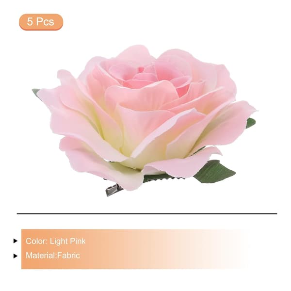 5 Stk. Rose Blomster Hårklemmer 10 cm Nåle Broche til Kvinder Tilbehør Lyserød size_name M6 x 200mm
