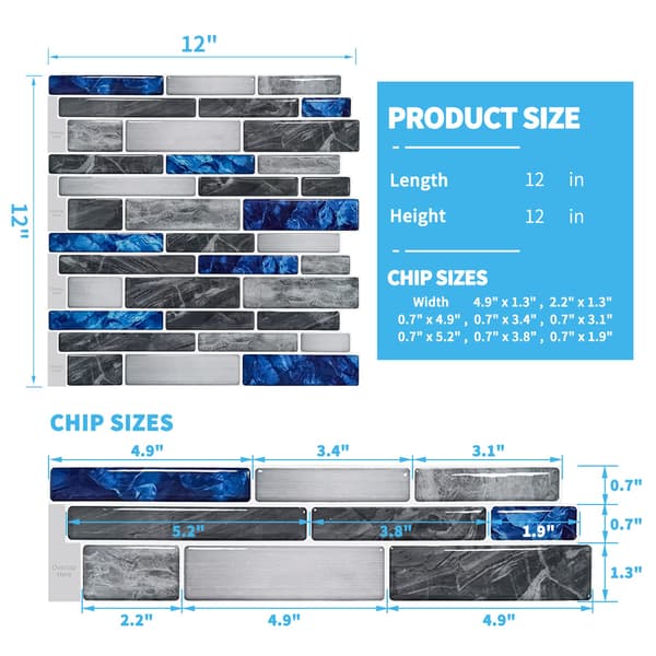10 ark premium selvklæbende marmor køkken backsplash fliser 30*30cm