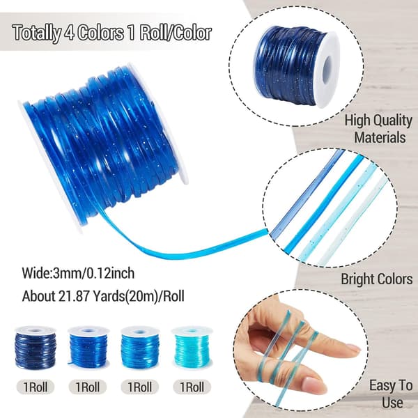 Flade Glitter Snore 3mm Blå Snørebånd til Venskabsarmbånd Blue