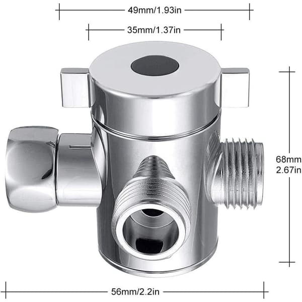 Multifunktionelt 3-vejs brusebatteri med omskifter, brusehovedadapter til brusearm, køkkenvask G1/2 \", T-hane reservedele