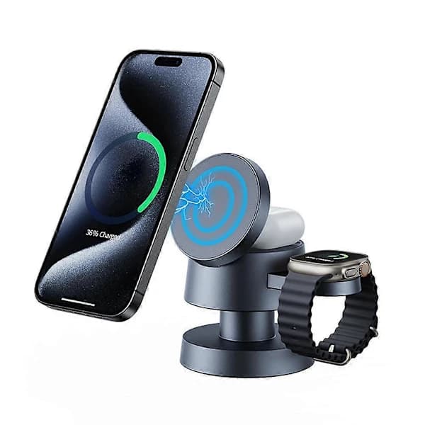 (Pow yeah!) 4-in-1 Wireless Charger Magnet Clock Headphones Phone Holder Creative Night Light