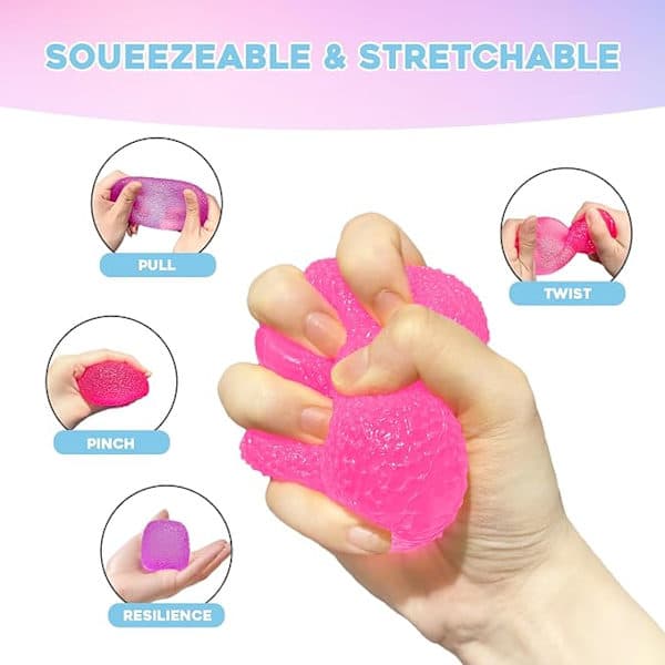 Squishy Fidget Legetøj Stressaflaster til Børn og Voksne, Super Solid Klemmebold, Sensorisk Lindring til Stress, Fødselsdag (Farveæske) Rosa Pink Pink