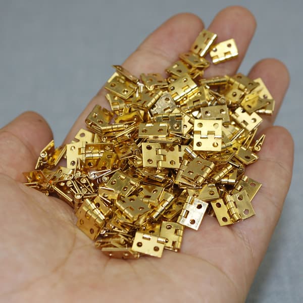 20 Mini Brass Hinges 1/4 Inch 4 Hole Folding Small Hinges with Screws for Dollhouse Cabinets[JUN]