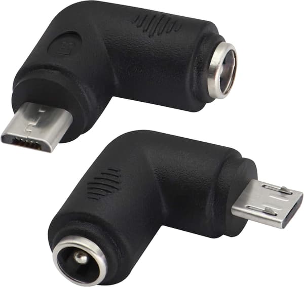 (2-pak-Micro) 90 Grader DC 5.5x2.1mm til Micro USB 5V DC Opladningsstik til Mobiltelefon, Tablet