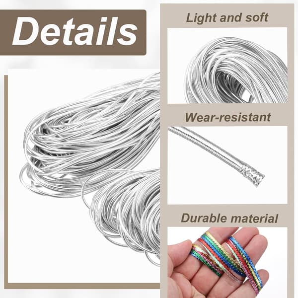 71 Yard Metallisk Tråd 2mm Silver Elastiska Snören x 0.08inch size_name 16ft