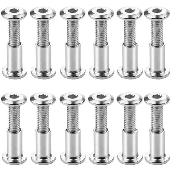 12-pack M6 x 20mm binding screws, connecting screws with bolt hexagon socket, flat head, binding screw with sleeve nut for cabinet connection