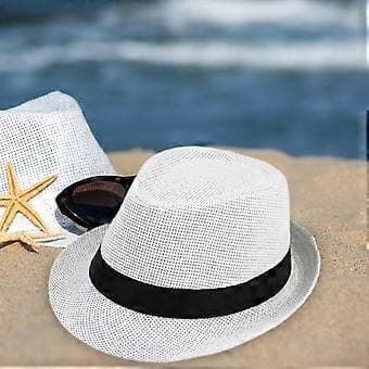 Papyrus Hatt Chic Sommar Bekväm Solhatt för Utflykter Semester Resepresent (Vit Barn)